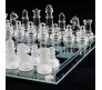 Set with Glass Chess Board 20cm Frosted & Clear Crystal Glass Chess Pieces with Padded Bottom Mind Game for Adults Strategy Outdoor Game