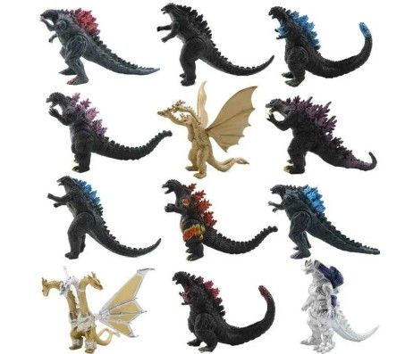 Godzilla Set of 12 Action Figure 8-9cm for Car Dashboard, Cake Decoration, Office Desk Study Table Multicolor 