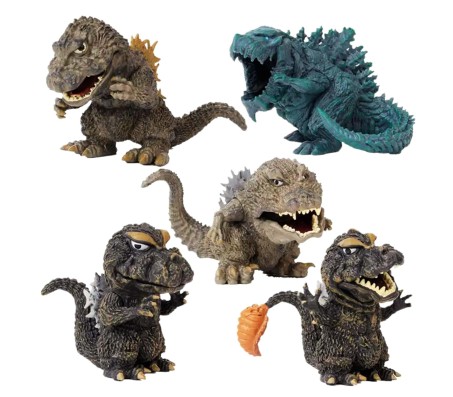 Godzilla Set of 5 Action Figure 10cm Dinosaur Dragon Style for Car Dashboard, Cake Decoration, Office Desk Study Table Multicolor 
