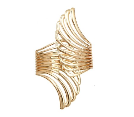 Adjustable Open Cuff Gold Fancy Bracelet Angel Wing Party Style Punk Wear for Girls and Women