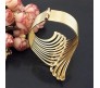 Adjustable Open Cuff Gold Fancy Bracelet Angel Wing Party Style Punk Wear for Girls and Women