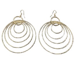Gold Plated Big Large Size Multiple Hoops in One Earring Long for Girls and Women