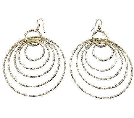 Gold Plated Big Large Size Multiple Hoops in One Earring Long for Girls and Women