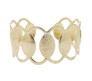 Adjustable Pair of Open Cuff Gold Fancy Bracelet Oval Pattern Party Style Punk Wear for Girls and Women