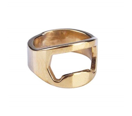 Stainless Steel Bottle Opener Ring Gold Size 20