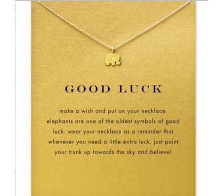 Card + Good Luck Elephant Symbol Pendant Necklace for Girls and Women