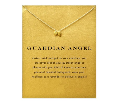 Card + Guardian Angel Protector Wings Symbol Pendant Necklace for Girls and Women