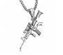 Mens Army Rifle Machine Gun Locket AL47 Military Silver Stainless Steel Pendant Long Thick Necklace Chain For Men And Women