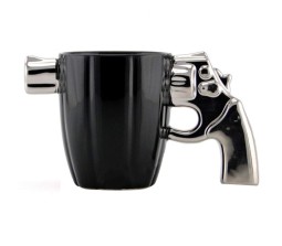 Revolver Shape Mug Tea Coffee Cup Funny Humor Gift 3D Gun Pistol Mugs with Handgrip Lid Tea Quirky Office Cup Drinkware 350ml SRBM
