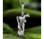 Lord Hanuman Ji With Gada Locket Pendant Silver Necklace Chain for Boys and Men