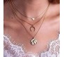 3 Layer Step Multi Layered Necklace Latest Western With Charms Heart Moon Crest World Map Chain in Gold Plated for Women
