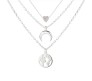 3 Layer Step Multi Layered Necklace Latest Western With Charms Heart Moon Crest World Map Chain in Silver Plated for Women