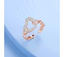 Heart Shape Infinity Love Ring Rhinestone Adjustable Rose Gold Rings Proposal Anniversary Gift for Women and Girls - Valentine Ring for Girl Friend