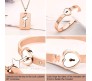 Stainless Steel Heart Lock Bracelet and Key Pendant Rose Gold Pendant Set for Couples Jewellery Set Valentine Gift For Couple