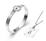 Stainless Steel Heart Lock Bracelet and Key Pendant Silver Pendant Set for Couples Jewellery Set Valentine Gift For Couple