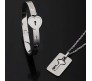 Stainless Steel Heart Lock Bracelet and Key Pendant Silver Pendant Set for Couples Jewellery Set Valentine Gift For Couple