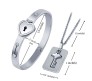 Stainless Steel Heart Lock Bracelet and Key Pendant Silver Pendant Set for Couples Jewellery Set Valentine Gift For Couple