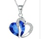 Heart Shape Pendant Love with Blue Crystals Silver Plated Necklace Jewellery for Girls and Women Heart Shape Pendant Love with Blue Crystals Silver Plated Necklace Jewellery for Girls and Women
