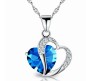 Heart Shape Pendant Love with Light Blue Crystals Silver Plated Necklace Jewellery for Girls and Women Heart Shape Pendant Love with Light Blue Crystals Silver Plated Necklace Jewellery for Girls and Women