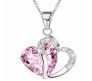 Heart Shape Pendant Love with Light Pink Crystals Silver Plated Necklace Jewellery for Girls and Women Heart Shape Pendant Love with Light Pink Crystals Silver Plated Necklace Jewellery for Girls and Women
