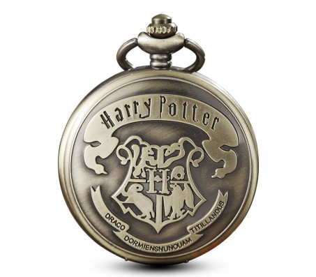 Harry Potter Hogwarts Crest Antique Pocket Watch Vintage Metal Keychain Key Chain for Car Bikes Key Ring