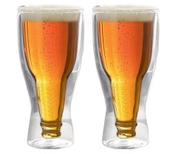 350 ml Creative Double Wall Beer Glass Water Bottle Hopside Down Upside Beer Mug Bottle Crystal Drink Mugs Cups Beer Set of 2