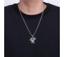 Silver Pegasus Goodluck Charm Galloping Shiny Horse Wings Flying Freedom Stainless Steel with Long 24inch Round Box Chain Necklace Accessories for Men & Women