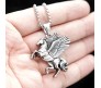 Silver Pegasus Goodluck Charm Galloping Shiny Horse Wings Flying Freedom Stainless Steel with Long 24inch Round Box Chain Necklace Accessories for Men & Women