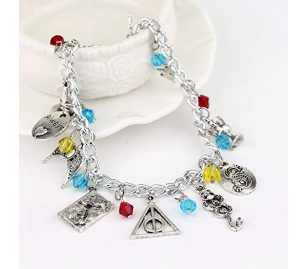 Harry Potter Charm Bracelets Jewelry Stuff Friendship Bracelets Gifts for Women Teen Girls Adjustable, Kids Unisex, Size: One size, Silver
