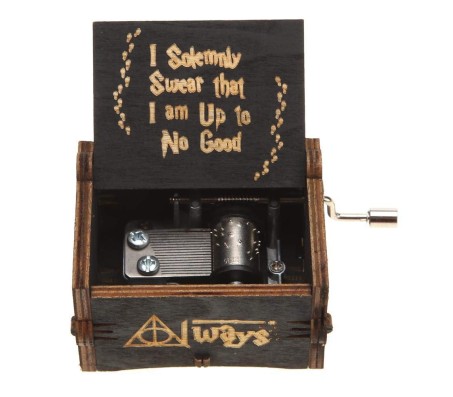 Wooden Harry Potter Music Box Vintage Hand Crank Classical Musical Gifts for Birthday Gift for Men Boys Girls Women Black