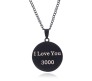 Superhero Iron Man Inspired I Love You 3000 Black Pendant Necklace Fashion Jewellery Accessory for Men and Women