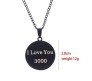 Superhero Iron Man Inspired I Love You 3000 Black Pendant Necklace Fashion Jewellery Accessory for Men and Women