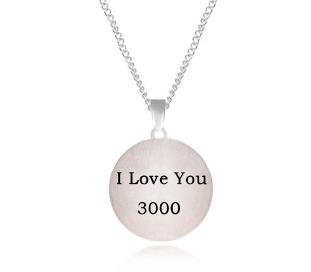 Superhero Iron Man Inspired I Love You 3000 Silver Plated Pendant Necklace Fashion Jewellery Accessory for Men and Women