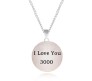 Superhero Iron Man Inspired I Love You 3000 Silver Plated Pendant Necklace Fashion Jewellery Accessory for Men and Women