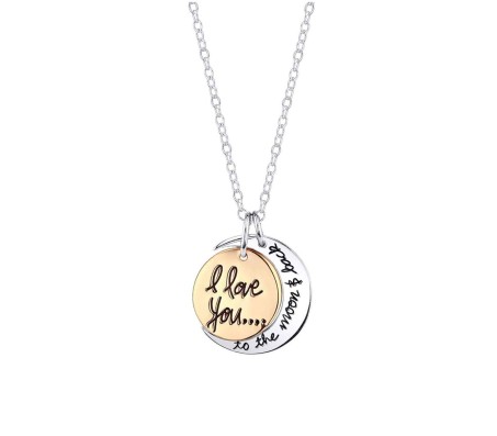 I Love You To The Moon And Back Half Moon and Gold Pendant Necklace Gift for Men and Women