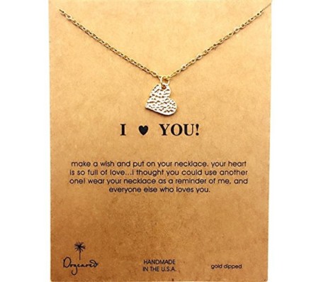 Card + I Love You Heart Symbol Pendant Necklace Proposal Anniversary Birthday Gift for Girls and Women