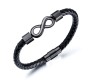 Black Leather Infinity Bracelet for Men Stainless Steel Magnetic Clasp Stylish Thread Braided Wristband Casual Wear Fashion Accessory Men's Traditional Jewellery B1