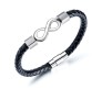 Black Leather Infinity Bracelet for Men Stainless Steel Magnetic Clasp Stylish Thread Braided Wristband Casual Wear Fashion Accessory Men's Traditional Jewellery S1