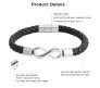 Black Leather Infinity Bracelet for Men Stainless Steel Magnetic Clasp Stylish Thread Braided Wristband Casual Wear Fashion Accessory Men's Traditional Jewellery S1
