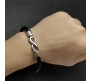 Black Leather Infinity Bracelet for Men Stainless Steel Magnetic Clasp Stylish Thread Braided Wristband Casual Wear Fashion Accessory Men's Traditional Jewellery S1