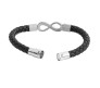Black Leather Infinity Bracelet for Men Stainless Steel Magnetic Clasp Stylish Thread Braided Wristband Casual Wear Fashion Accessory Men's Traditional Jewellery S1