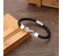 Black Leather Infinity Bracelet for Men Stainless Steel Magnetic Clasp Stylish Thread Braided Wristband Casual Wear Fashion Accessory Men's Traditional Jewellery S1