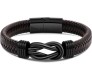 Love Knot Brown Leather Braided Bracelet 8 inch Infinity Forever Linked with Stainless Steel Magnetic Buckle Gift Bracelets for Men & Boys
