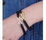 Couple Infinity Bracelet for Couple with Gold Silver Charm Love Black Thread Bracelet Adjustable for Men and Women