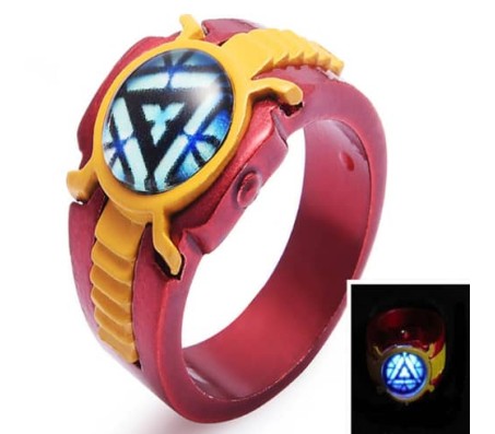 Iron Man Inspired Glow in the Dark Arc Reactor Ring Casual Everyday Fashion for Men and Boys Size 9