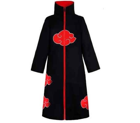 Akatsuki Unisex Long Cloak Robe Coat Dress Itachi Cosplay Costume Uniform Cape Black, L