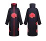 Akatsuki Unisex Long Cloak Robe Coat Dress Itachi Cosplay Costume Uniform Cape Necklace Headband and Ring Combo Black, L