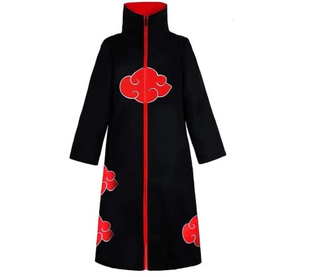 Akatsuki Unisex Long Cloak Robe Coat Dress Itachi Cosplay Costume Uniform Cape Black, XL