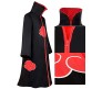 Akatsuki Unisex Long Cloak Robe Coat Dress Itachi Cosplay Costume Uniform Cape Necklace Headband and Ring Combo Black, XL