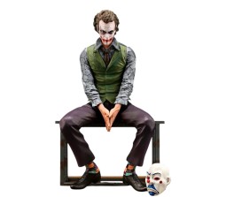 Joker Action Figure Heath Ledger with Mask 25cm Model Toy Statue Dashboard Sitting Pose for Decoration Collector and Car Accessories External Back Side Outside Decoration